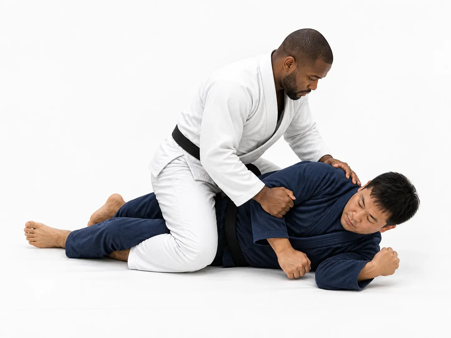 A mounted opponent turning onto their side away from the pressure, exposing their back.